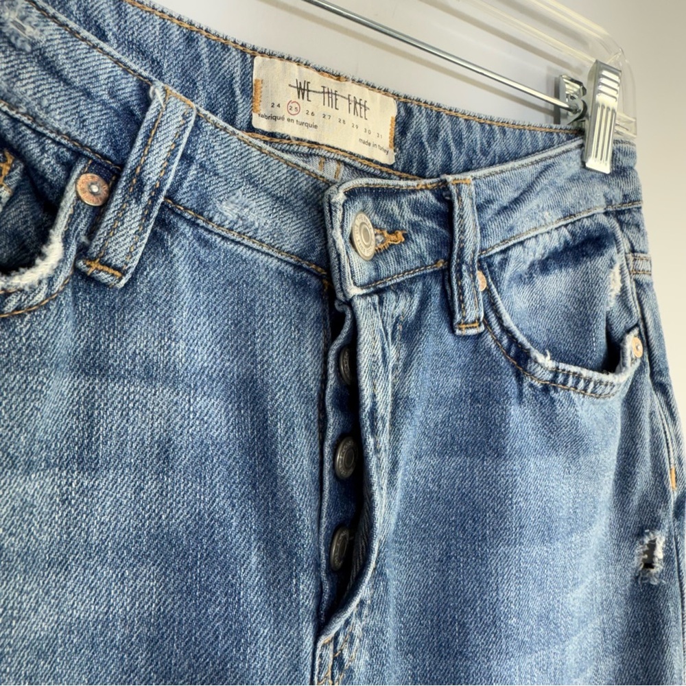 We The Free People Distressed Boho Patchwork Flare Bell Bottom Jeans 25 Boho - Picture 7 of 16